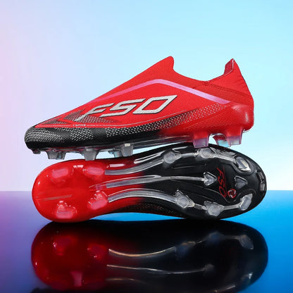 Nouvelles chaussures de football pour hommes, antidérapantes, à tige haute, pour terrain en herbe, chaussures de sport pour garçons, crampons d'extérieur très vendus, de haute qualité et légers.