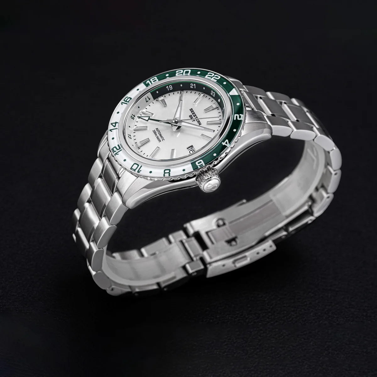 SEESTERN Men of Watch Office GMT Automatic NH34 Movement Sapphire Glass Bezel 20bar Waterproof Diver Mechanical Wristwatch S456