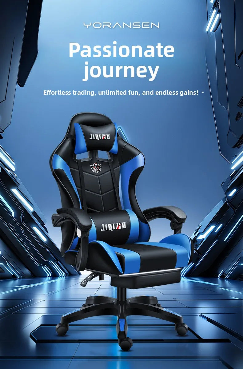 Comfortabele gamingstoel voor zittend gebruik, ergonomische gamestoel met verstelbare rugleuning, massagefunctie en draaibare zitting