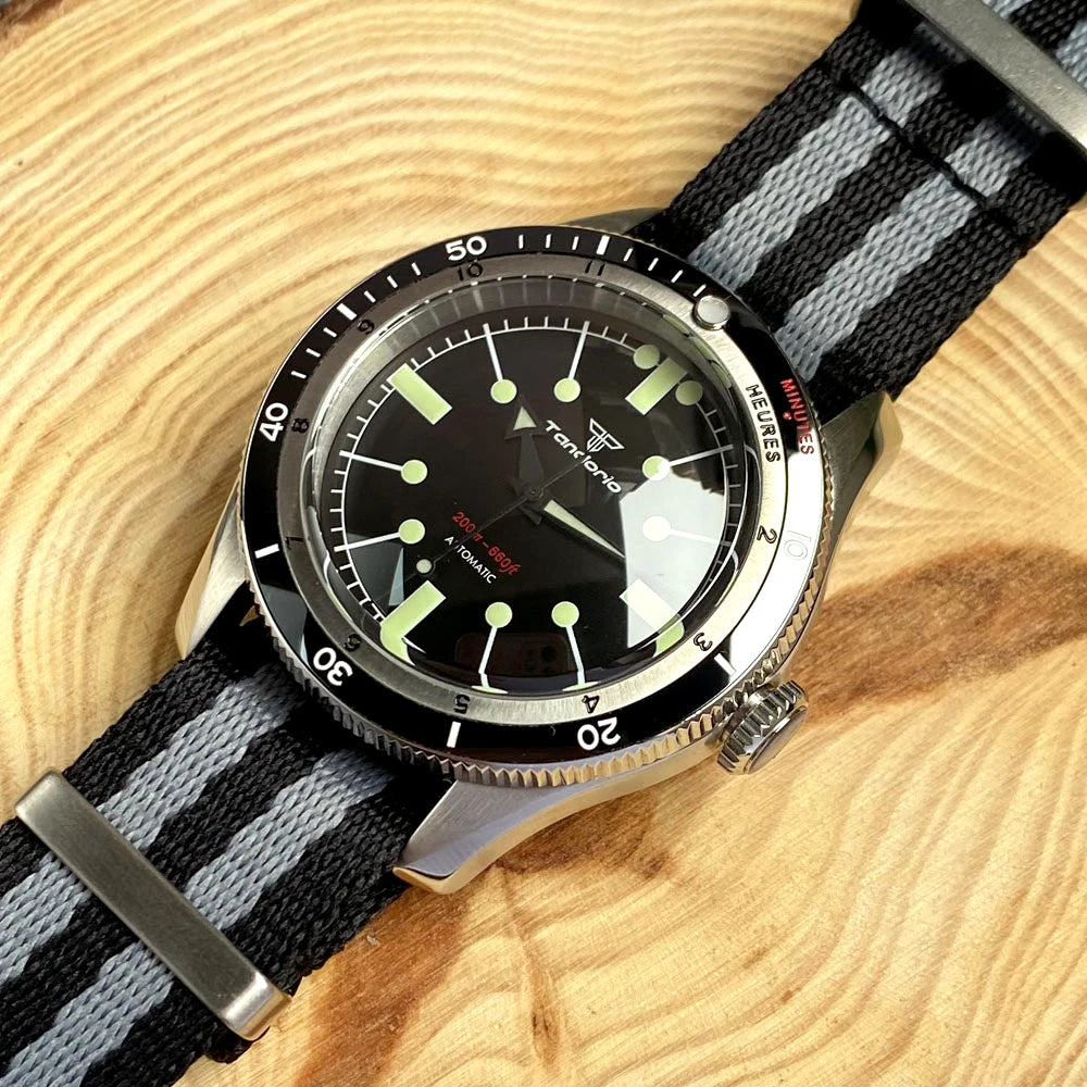Tandorio Red Blue 40mm PT5000 Japan NH35A Mechanical Automatic Dive Men Watch 20ATM Waterproof Domed Sapphire Screw Crown Reloj