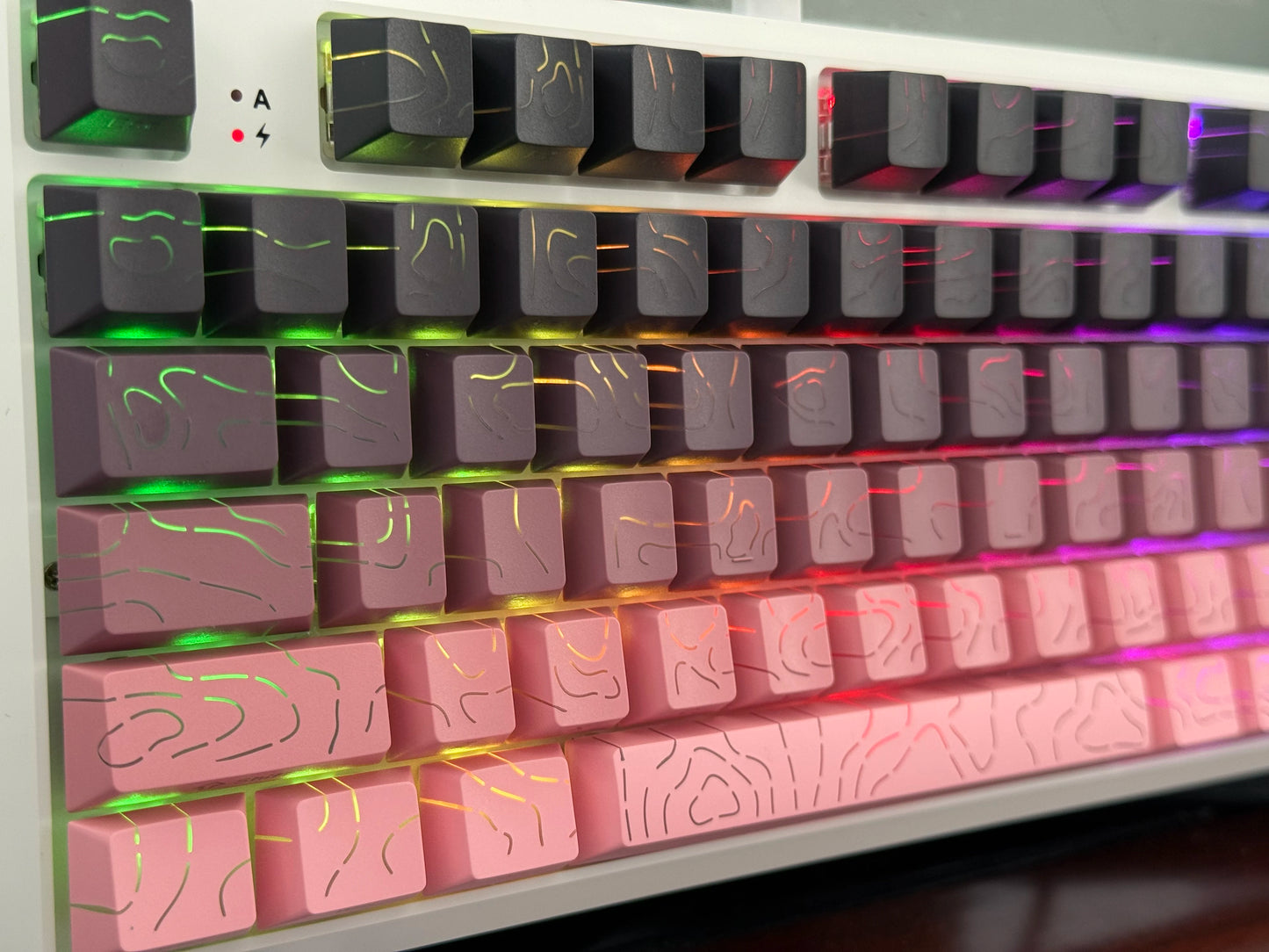 Topographic 4.0 Side Printed Keycaps Cherry Profile Double Shot PBT Keycaps for MX Switch Mechanical Keyboard with ISO Enter Shine Through Keycaps