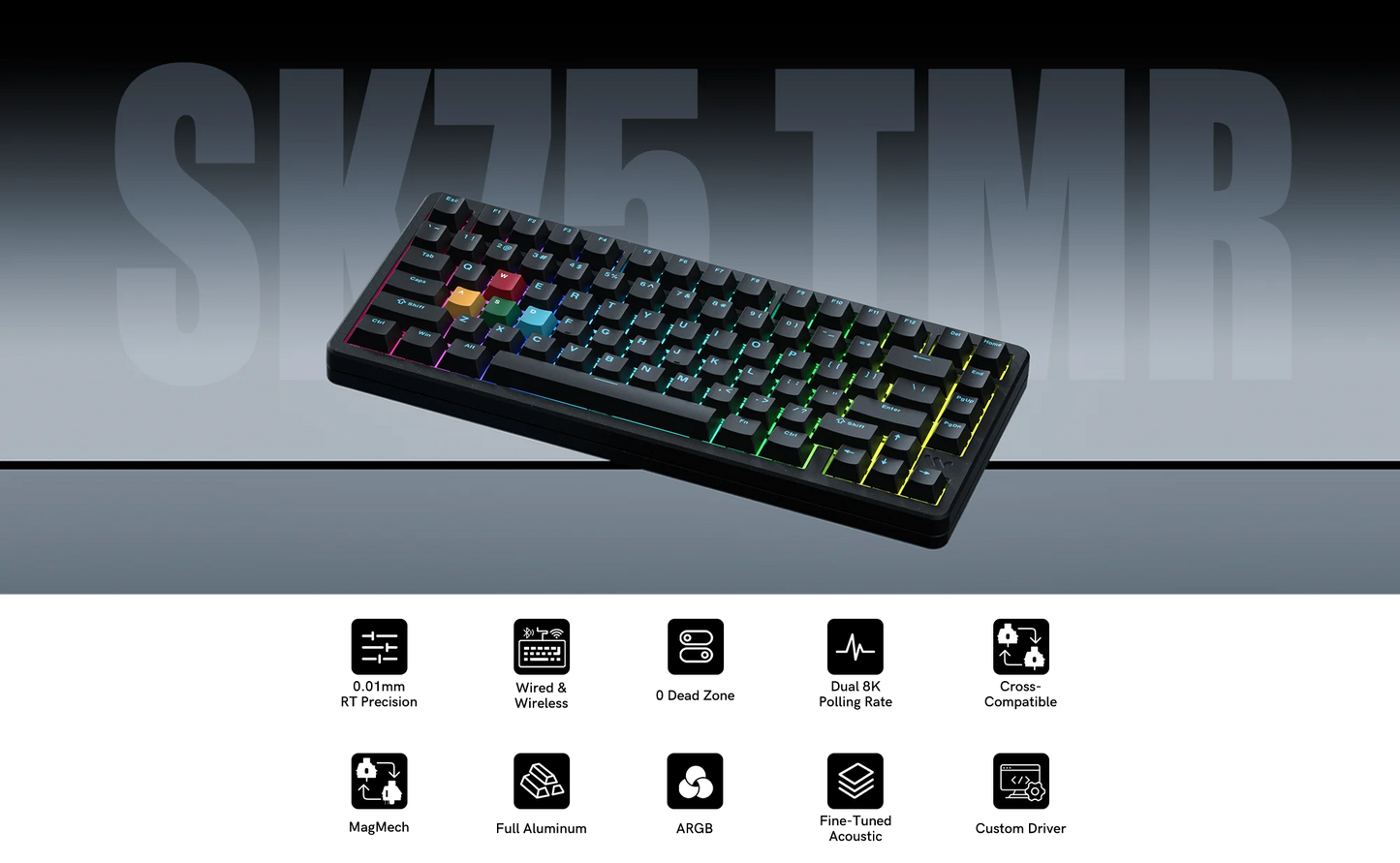 Womier SK75 TMR 75% Wireless Magnetic Mechanical Keyboard Tri-Mode Bluetooth/2.4G/USB-C Hot-Swap Rapid Trigger Aluminum Keyboard