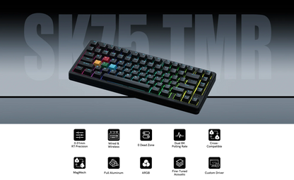 Womier SK75 TMR 75% Wireless Magnetic Mechanical Keyboard Tri-Mode Bluetooth/2.4G/USB-C Hot-Swap Rapid Trigger Aluminum Keyboard