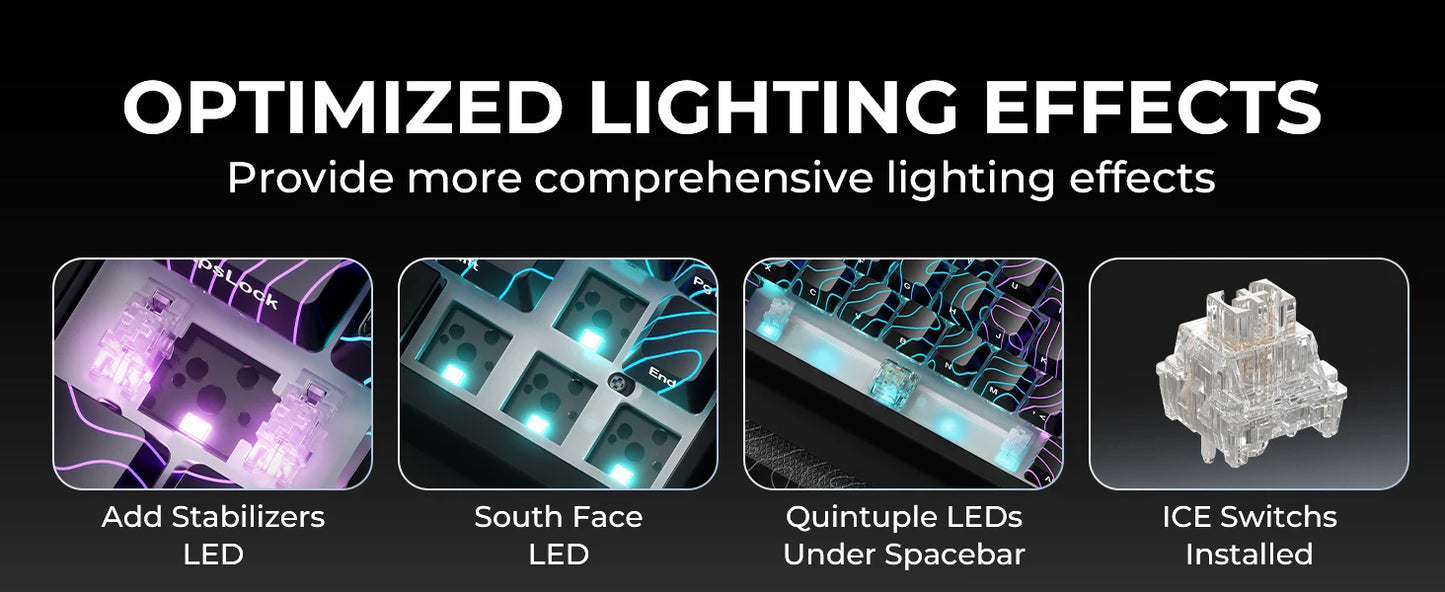 XVX M67 JadeStone Mechanical Keyboard 65% Tri-Mode Wireless Keyboard, Hot Swappable RGB Mechanical Keyboard with IMD Keycaps, Gasket Mount Gaming Keyboard