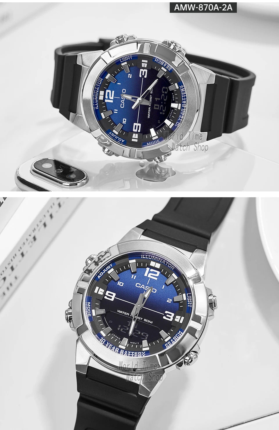 Casio watch for men top luxury set quartz 50m Waterproof  military dual display Watch relogio masculino AMW-870