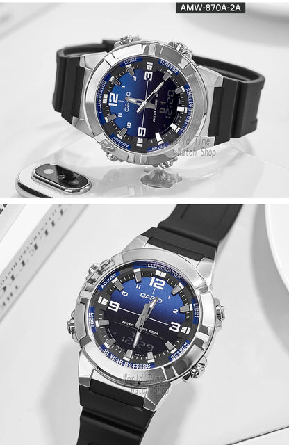 Casio watch for men top luxury set quartz 50m Waterproof  military dual display Watch relogio masculino AMW-870