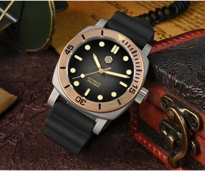 San Martin 42mm Retro Titanium Diver Watch NH35 Automatic Men's Mechanical Watches Bronze Bezel Sapphire Luminous Waterproof 200m