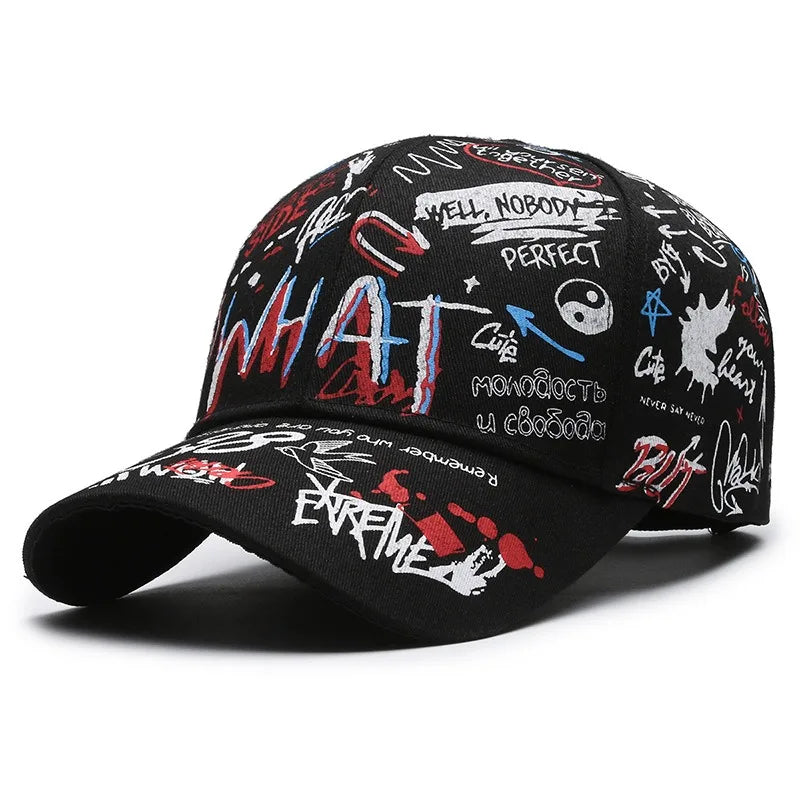 Cappellino da baseball unisex in cotone con graffiti, stampa snapback hip hop alla moda per donna e uomo