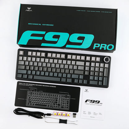 AULA F99 PRO 96% Layout Hot-Swappable Gasket-Mounted Wired/Bluetooth/2.4GHz Wireless Mechanical Keyboard for Mac/Win