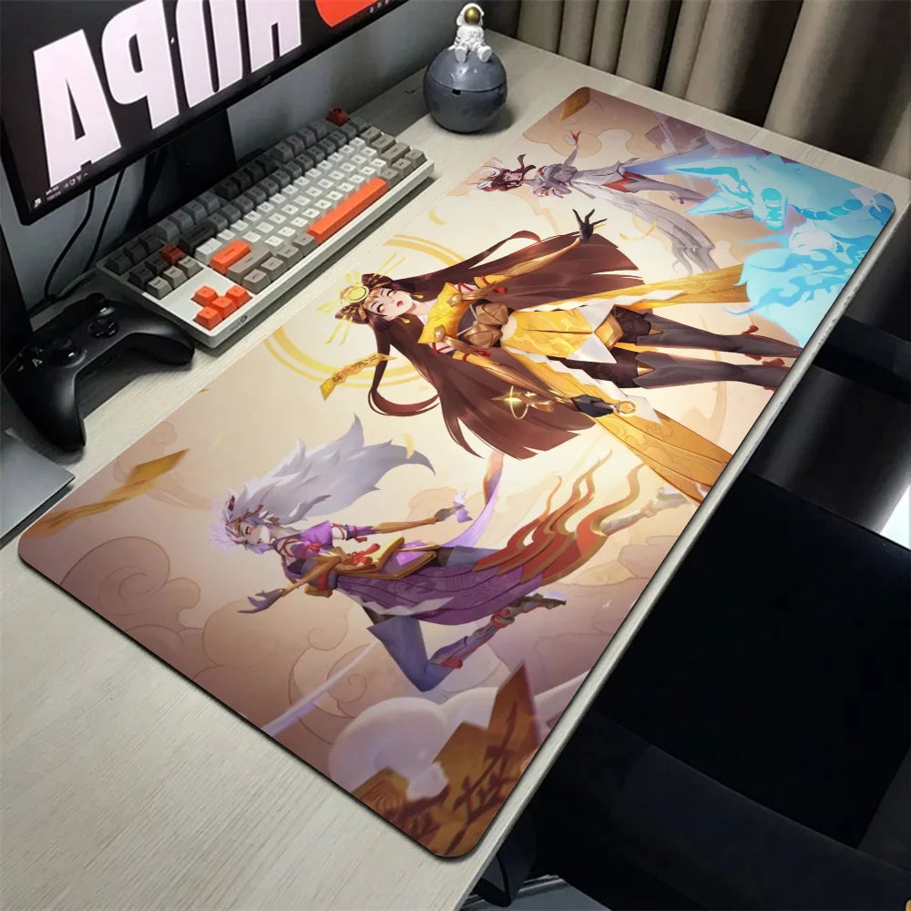 Подложка за мишка Amaterasu Kiriko Overwatch, постелка за бюро с подложка, гейминг аксесоари, Prime Gaming XXL подложка за клавиатура, омекотена постелка