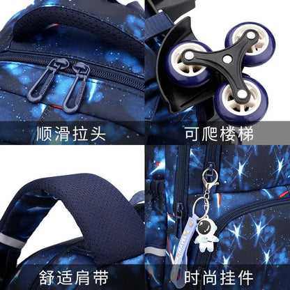 Fortnite Trolley Bag Easy Stair Climbing Anime Waterproof Wheeled Backpack Large Capacity Student Schoolbag Casual Travel Bag