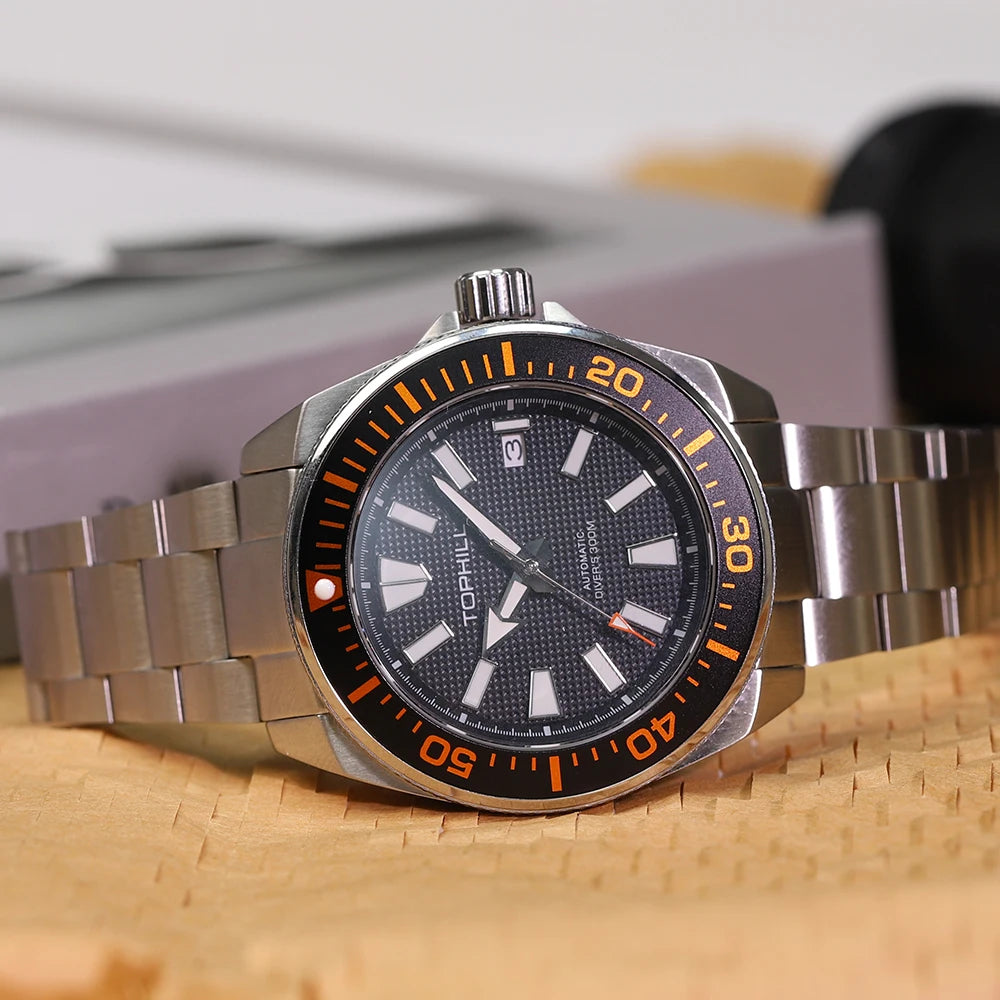 TOPHILL 43.5mm Professional Dive Watch Automatic NH35 Movement Sapphire 300M Waterproof Super Luminous Diving Men's Wristwatches