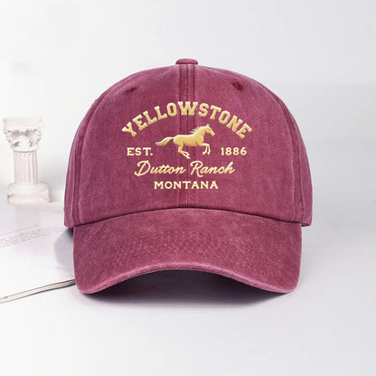 1pc Yellowstone Horse Print Washed Baseball Caps for Women Men Lightweight,Breathable,Adjustable Casual Wear Camping Yellowstone