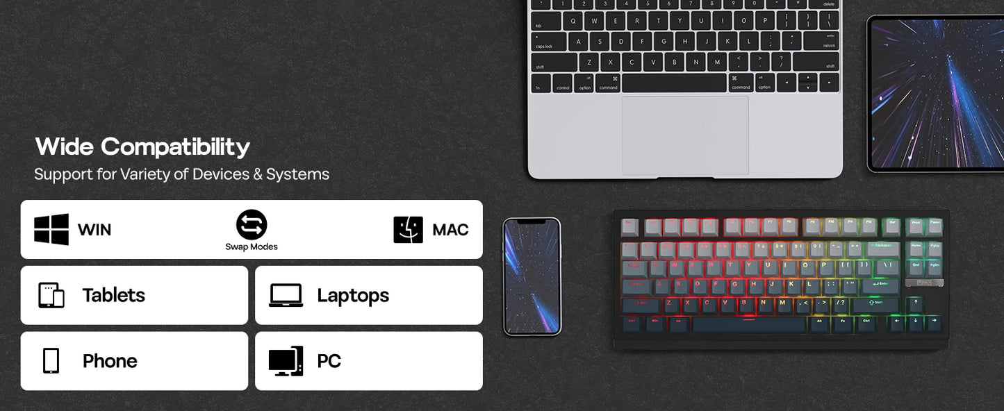 EPOMAKER G84 HE 75% ANSI US Layout Wired/BT/2.4Ghz Wireless Hall Effect Magnetic Mechanical Keyboard with DKS & SOCD Support