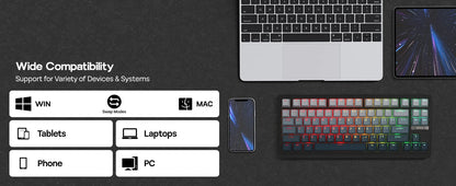 Teclado mecânico magnético EPOMAKER G84 HE 75% ANSI US Layout Gasket com fio/BT/2.4Ghz sem fios, efeito Hall, polling 8K e 8000mAh