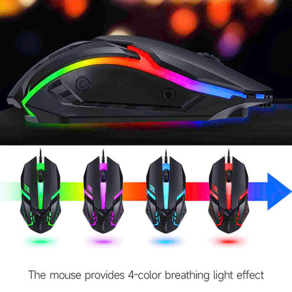 Keyboard Mouse Combo 4-piece Gaming Combo Ergonomic 104 Keys Keyboard 4-color Breathing Light Mouse Headset Anti-slip Mouse Pad
