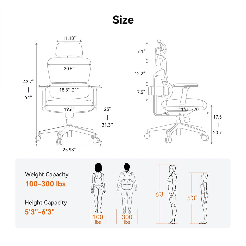 NEWTRAL NT001 Ergonomic Chair Adaptive Lower Back Support 3 Recline Angle Adjustable Backrest Armrest Headrest Nylon Base