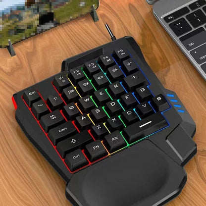 1pc RGB Gaming Keyboard Single Hand Mini USB Ultra-slim Wired 35-Keys OneHandedly Backlight Keyboard For Computer PC Laptop