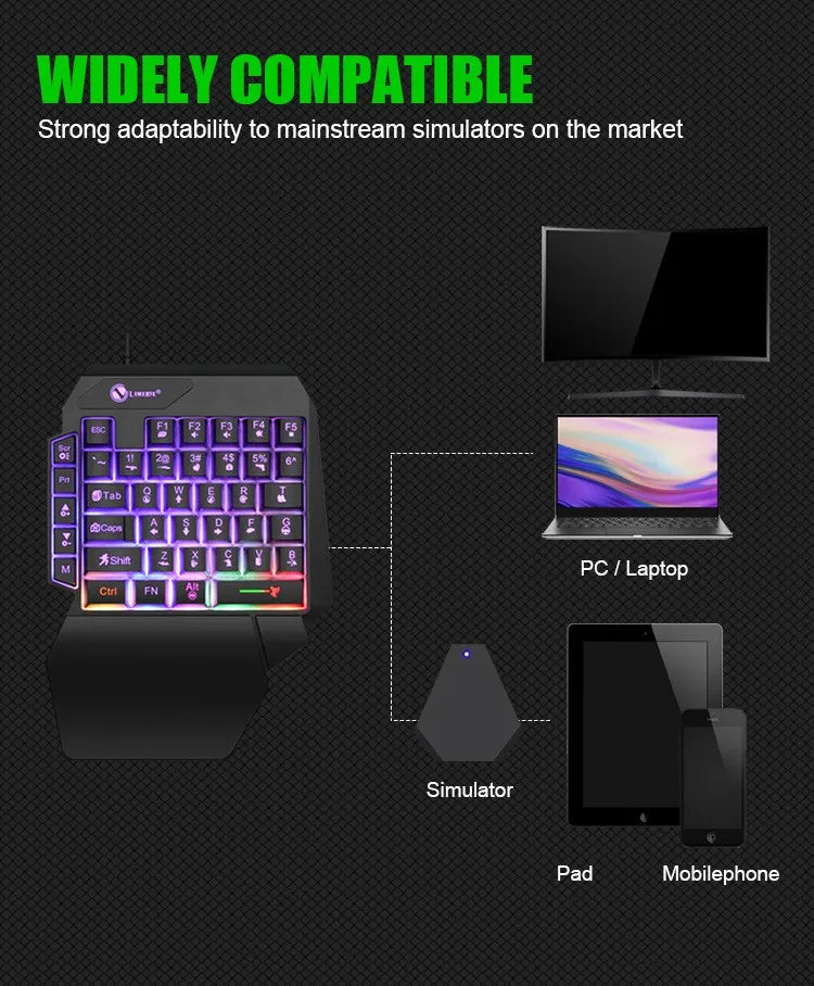 TEUCER 35 Keys One-Handed Mini Gaming Keyboard USB Wired RGB Backlit Ultra-Slim Gaming Keypad for PC, Laptop & Mobile Gaming