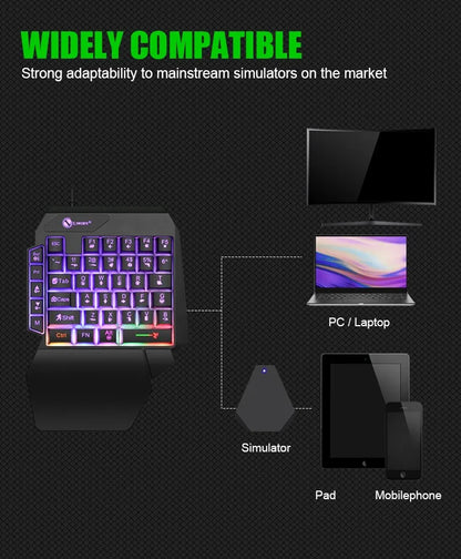 TEUCER 35 Keys One-Handed Mini Gaming Keyboard USB Wired RGB Backlit Ultra-Slim Gaming Keypad for PC, Laptop & Mobile Gaming