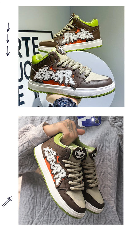 Fashion Blue Designer Skateboard Shoes Men Streetwear Hip hop Sneakers Men Luxury Platform Skateboard Sneakers Men basket homme