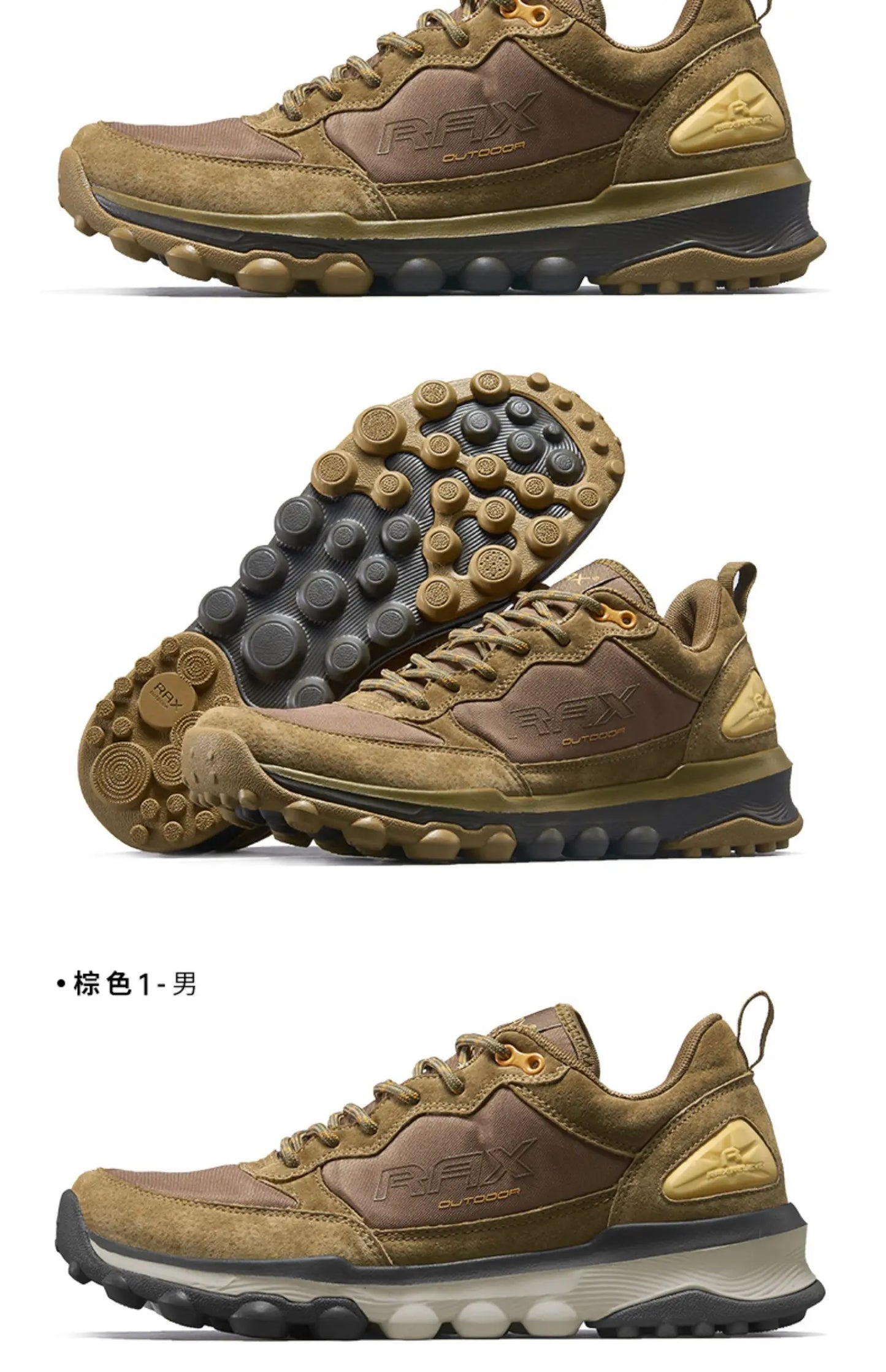 Rax Cowhide Hiking Shoes Men Outdoor Mountain Antiskid Climbing Sneakers Warm Lightweight Trekking Boots Sports Casual Shoes