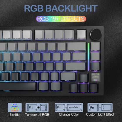 ATTACK SHARK X820 Ultra Wireless Mechanical Keyboard with TFT Smart Display & Knob, 75% Hot Swappable, BT/2.4G/Wired, Gift Switch