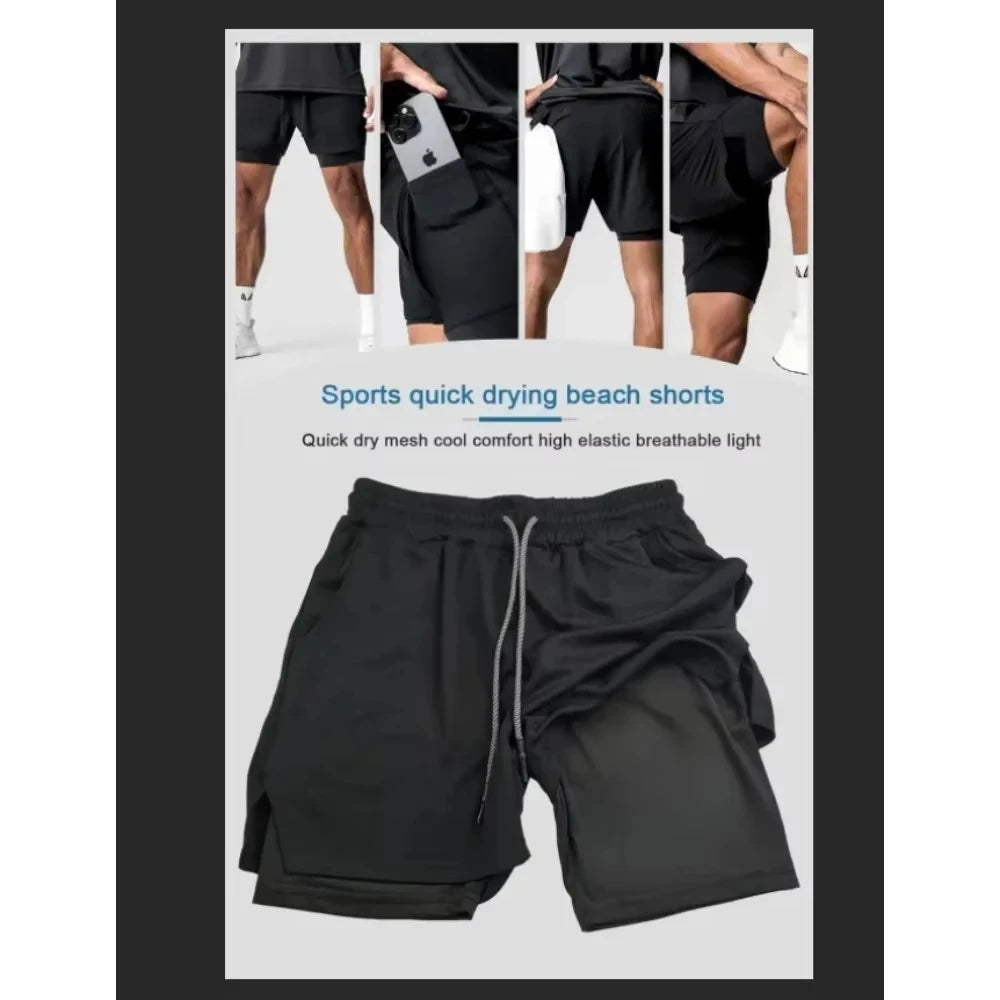 2026 Dragon Ball Animation Peripheral Double-layer Shorts American Men's Trend Fashion Breathable Loose Sports Pants