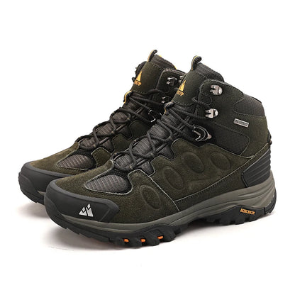 HIKEUP High-Top Herren-Wanderstiefel Winter Outdoor Schuhe Schnürung Rutschfeste Sportliche Freizeit-Trekkingstiefel Herren Wildleder Warme Schuhe