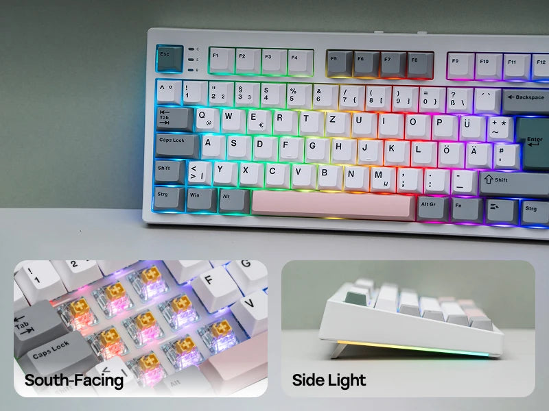 EPOMAKER TH87 ISO-DE Tenkeyless TKL Layout Wired/Bluetooth/2.4 GHz Wireless Mechanical Keyboard with 10000mAh Battery for PC/Mac