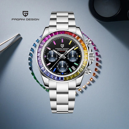 Orologio da uomo PAGANI DESIGN – Modello con quadranti colorati, orologio da polso al quarzo di lusso, cronografo dotato di un movimento