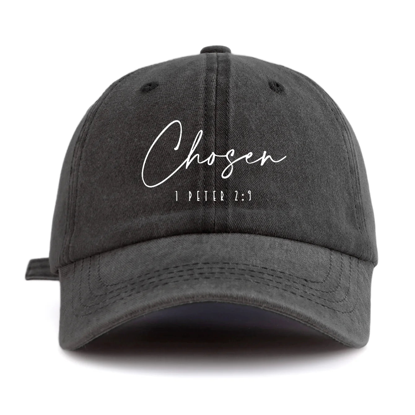 1pc CHOSEN Print Washed Baseball Cap for Adults,  Minimalist Retro Style Casual Soft Adjustable Dad Hat, Perfect As Gift