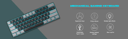 MageGee MK-Star61 60% Mechanical Gaming Keyboard 61Keys Sea Blue Backlit Small Compact Portable 60 Percent Gaming Keyboard Gamer