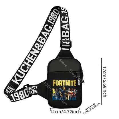 Lekka, sportowo-casualowa torba na ramię dla dorosłych Fortnites, mini torba na telefon z nadrukiem postaci z gry, męska torba crossbody na klatkę piersiową, prezent