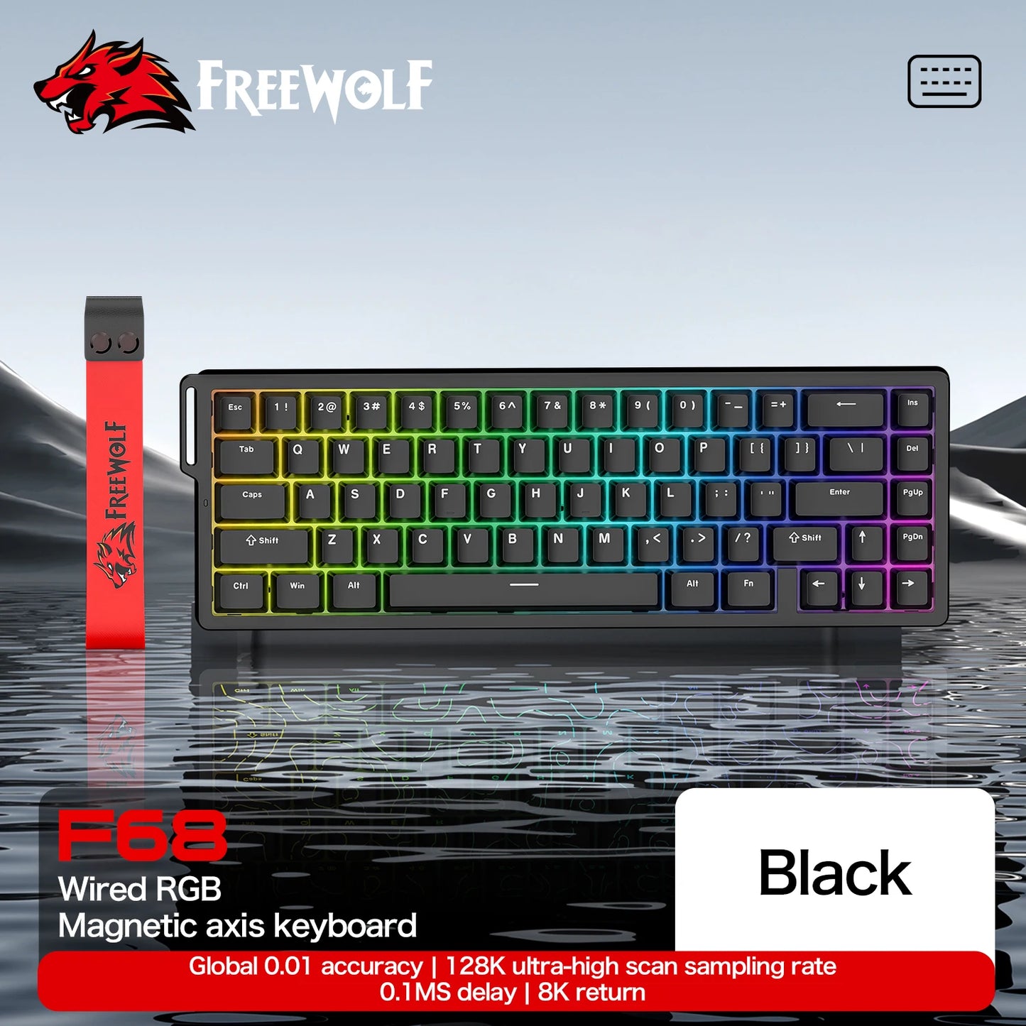 Teclado gaming magnético ATTACK SHARK X68HE X68PRO HE e FREEWOLF F68 com fios F68Pro sem fios para gaming profissional 0.01mm Rapid Trigg