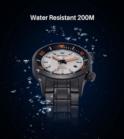BERNY Automatic Full Titanium Diver Watch For Men Supper Luminous Sappire AR Coated Miyota 8215 Dual Crown Mechanical Dive Watch