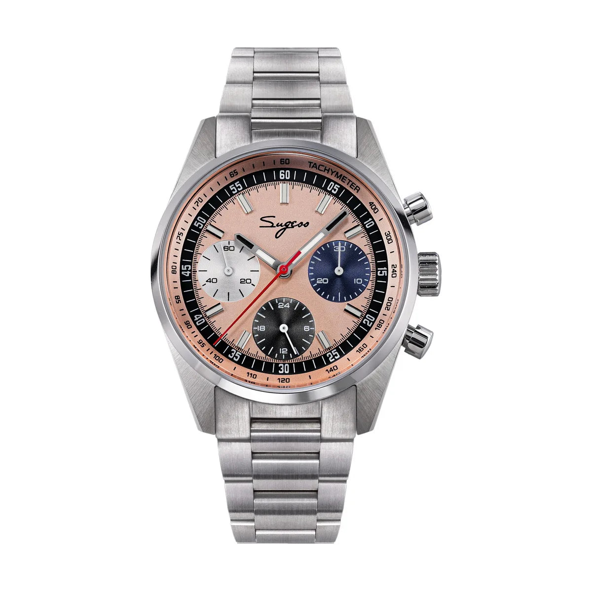 Sugess Mens Watch 38mm Chronograph Mechanical Wristwatches Tianjin Gooseneck Movement Sapphire Crystal Roulette Dial S465 new