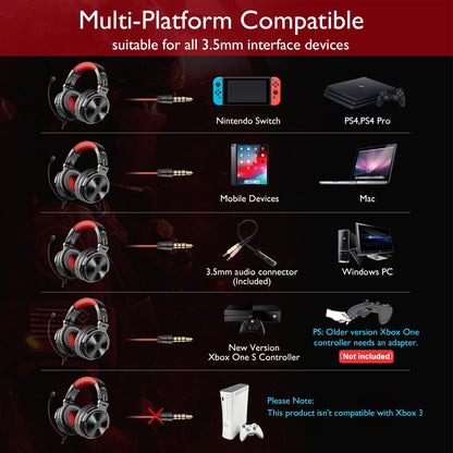 OneOdio 110H Wireless Bluetooth 5.2 Gaming Headset – 110H Battery Life, Deep Bass Over-Ear Headphones with Microphone, Wired & Wireless 2-in-1 PC PS4 Headset