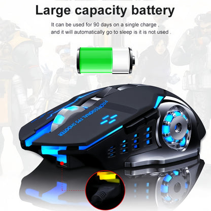 Újratölthető vezeték nélküli gaming egér – csendes Bluetooth/USB, RGB háttérvilágítás, e-sporthoz PC-re