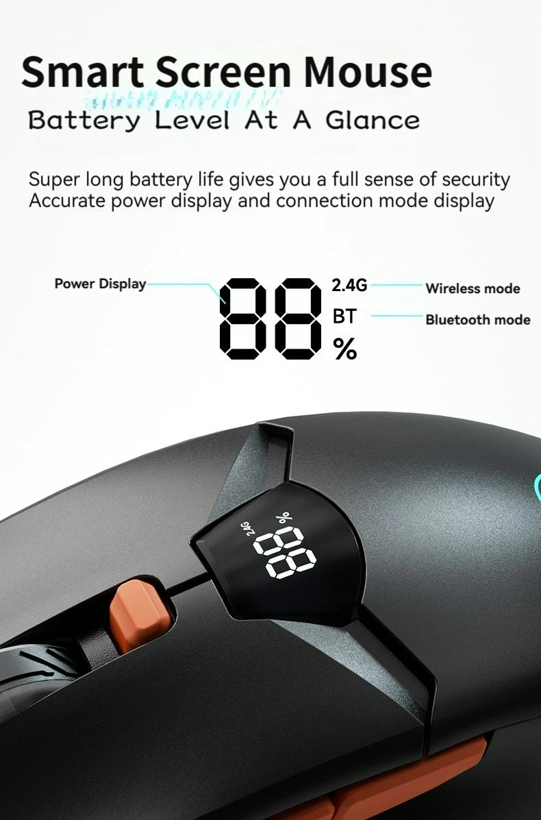 2.4G Bluetooth trådløs mus med skærmdisplay, kraftigt 600mAh-batteri med stor kapacitet og lydsvage knapper til gaming og kontorbrug