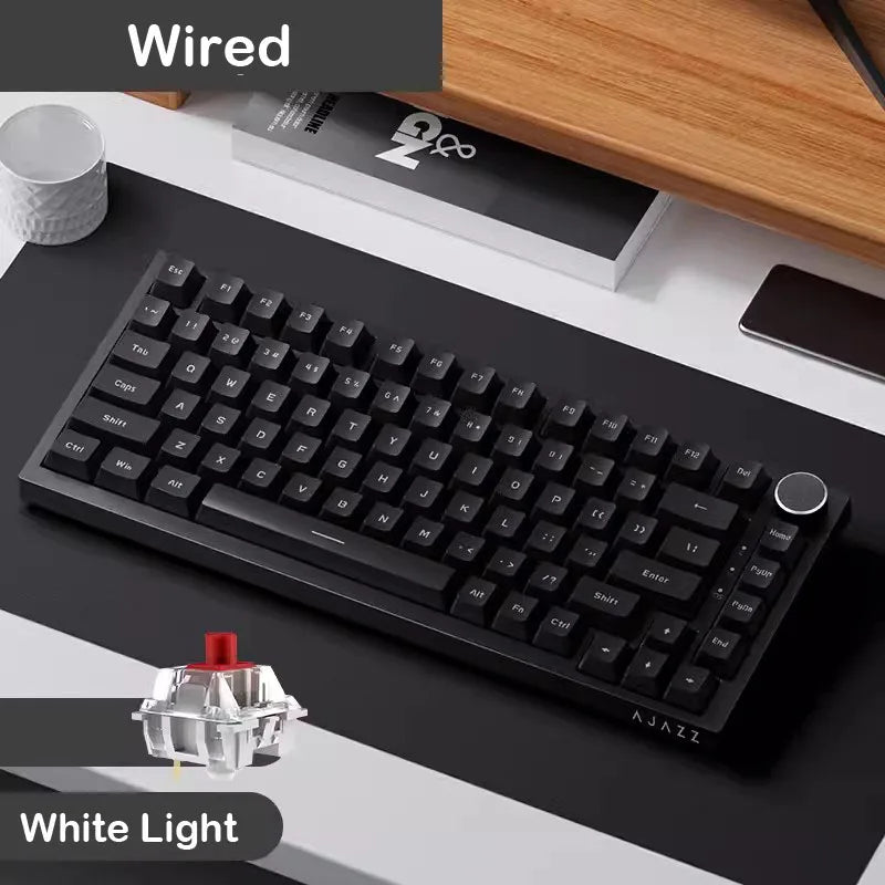 AJAZZ AK820 Mechanical Keyboard 70% Compact Layout/RGB Lighting/Hot-swappable Switches, with Wired, Wireless, and Bluetooth