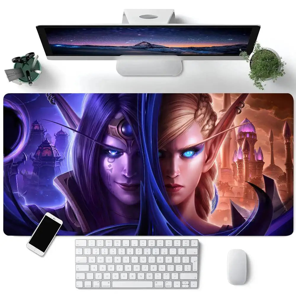 Tappetino per mouse da gioco World of Warcraft, tappetino da scrivania grande per tastiera, tappetino per mouse da gioco LockEdge antiscivolo
