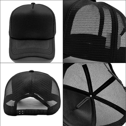 Sponge Mesh Baseball Cap - Unisex Solid Color Trucker Hat Adjustable UV Protection Fashion Breathable Snapback Sun Hat