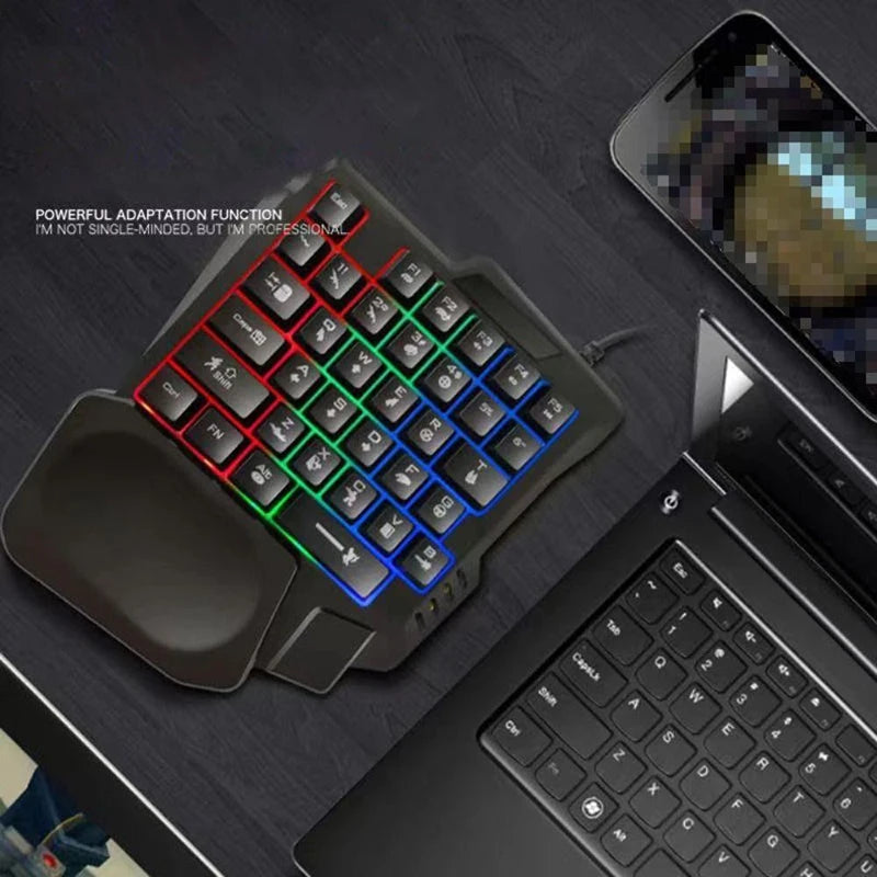 1pc RGB Gaming Keyboard Single Hand Mini USB Ultra-slim Wired 35-Keys OneHandedly Backlight Keyboard For Computer PC Laptop