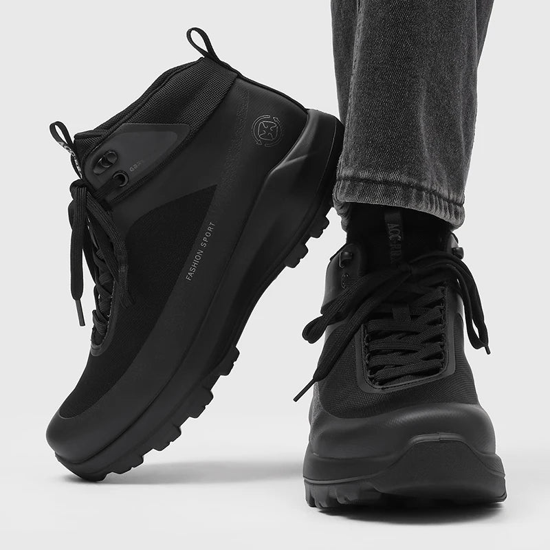 Chaussures de randonnée pour hommes, modèle montant, pour activités de plein air, antidérapantes, résistantes à l’usure, avec semelle épaisse, protection anti-choc pour les orteils, tissu en maille respirant, bottes