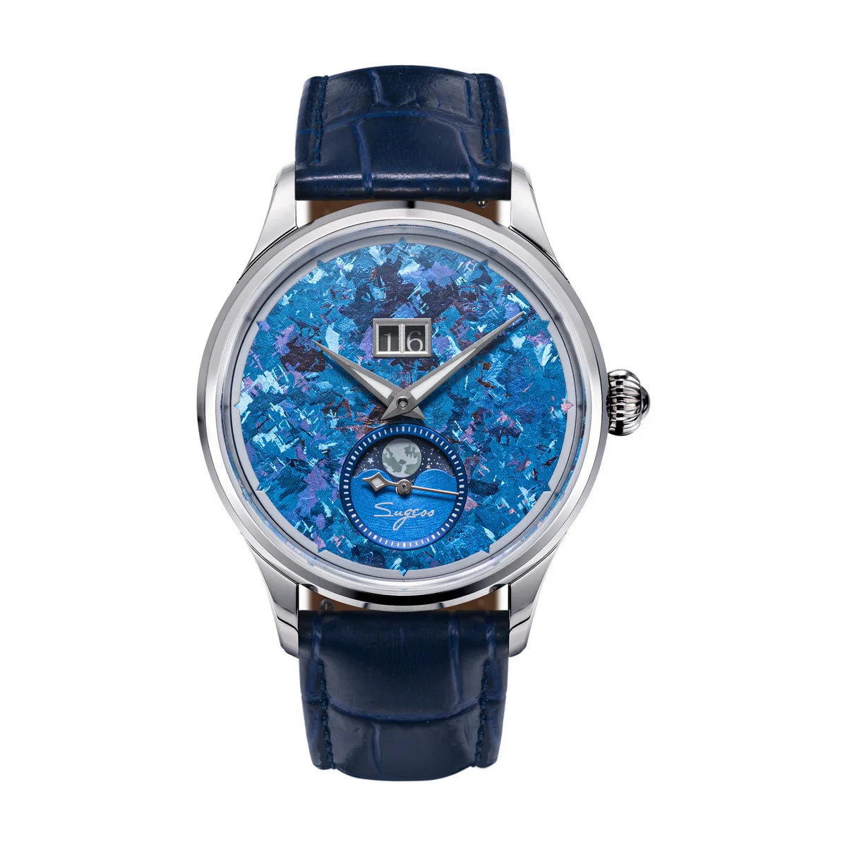 Sugess Watch of Men Moonphase ST2528 Movement Automatic Mechanical Wristwatches Waterproof Sapphire Crystal Titanium Dial S401