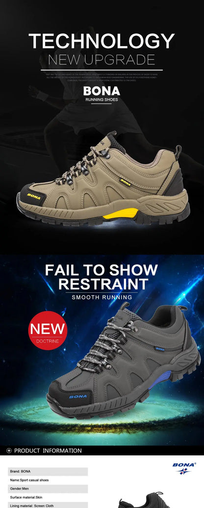 BONA Neuheit Klassischer Stil Herren-Wanderschuhe zum Schnüren Herren-Sportschuhe Outdoor-Jogging Trekking-Sneaker