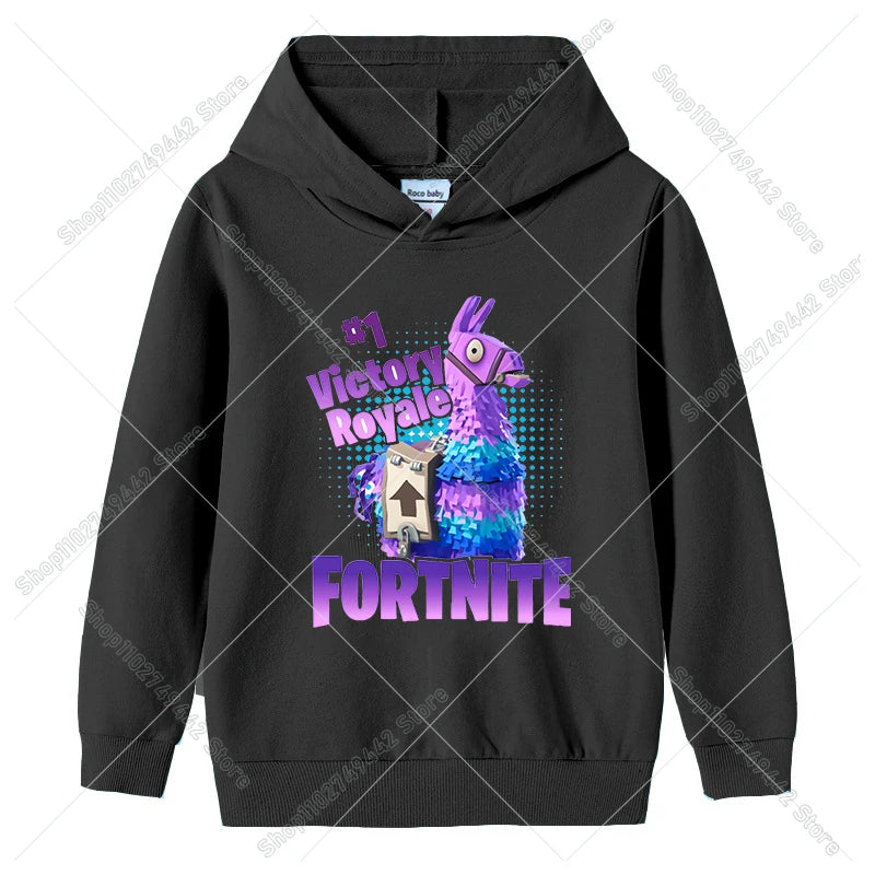 Fortnite-Kinder-Hoodies für den Herbst, Kapuzen-Sweatshirt für Jungen und Mädchen, dünner Trainingsanzug, langärmelige Pullover-Oberteile, Sportbekleidung, Kinderkleidung