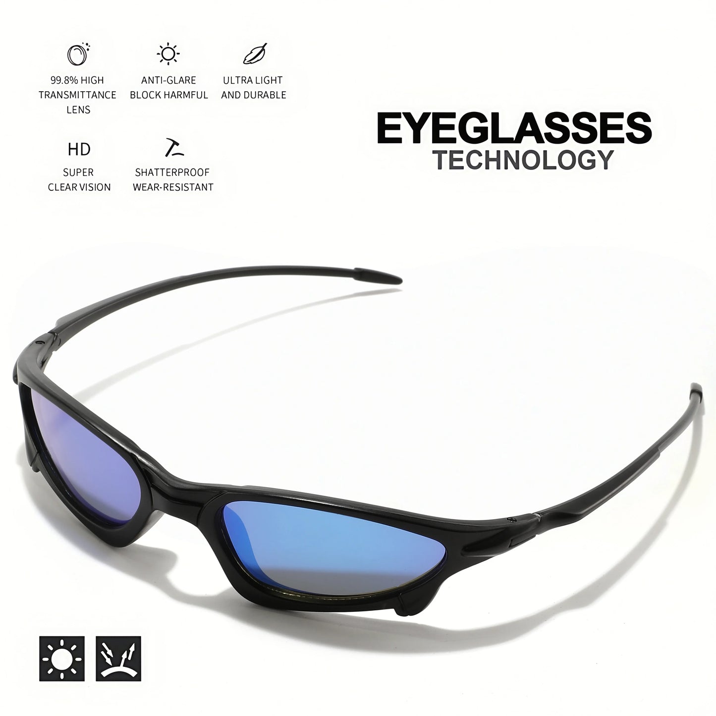 3PCS Futuristic Small Frame Colorful Sports Sunglasses - Wraparound Fit, UV400 for Cycling, Fishing & Travel
