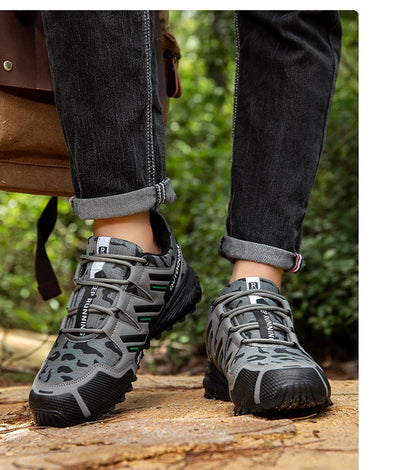 2025 New Men Hiking Shoes Outdoor Waterproof Sports Shoes Comfortable Leather Hiking Training Boots Large Size Tactical Shoe Men